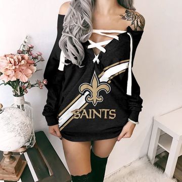 Discover New Orleans Saints Long Lace Up Sweatshirt