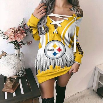 Discover Pittsburgh Steeler Long Lace Up Sweatshirt