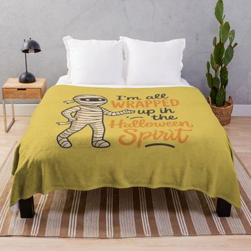 Discover Wrapped Up In The Halloween Spirit Mummy Throw Blanket
