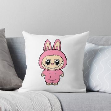 Discover “Pink Bunny Labubu – Sweet Mischief in Soft Style | Cute Monster Character Art” Pillow
