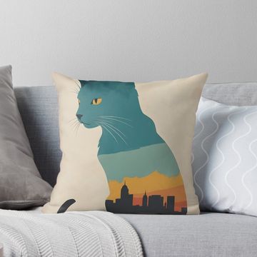 Discover Retro Halloween Cat Pillow