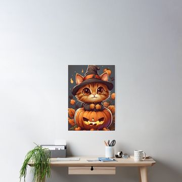 Discover Halloween Cat Cute Poster