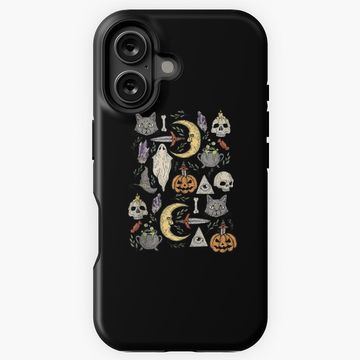 Discover Crescent Moon Black Cat Evil Eye Halloween Ghost Pumpkin iPhone Case