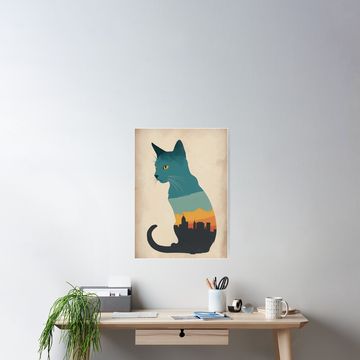 Discover Retro Halloween Cat Poster