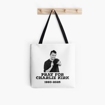 Discover Pray For Charlie Kirk Tote Bag
