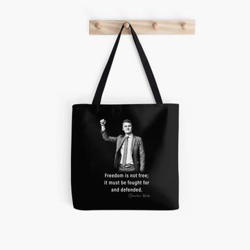 Discover Charlie Kirk - Freedom is Not Free Tote Bag