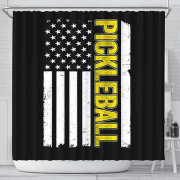 Discover American Flag US Pickleball Funny Pickleball Shower Curtains