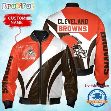 Discover Cleveland Browns Football Team Logo Personalized Bomber Jacket