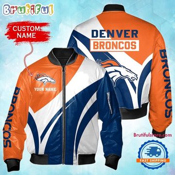 Discover Denver Broncos Football Team Logo Personalized Bomber Jacket
