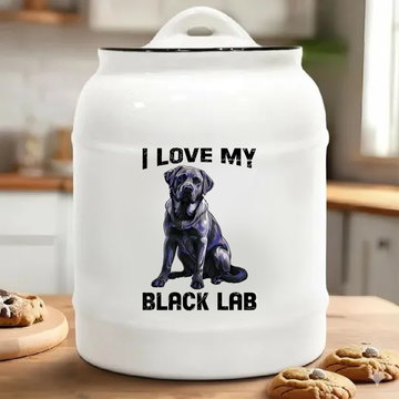 Discover Labrador Lover I LOVE MY BLACK LAB Black Ceramic Cookie Jars