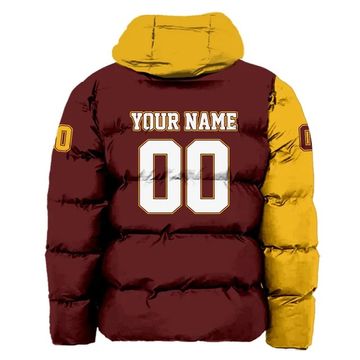 Discover Washington Commanders Custom Name and Number Hooded Puffer Jacket, Football Team Jacket, Winter Gift