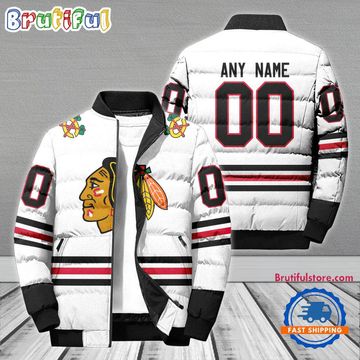 Discover Chicago Blackhawks Hockey Team Personalized Away New Puffer Jacket