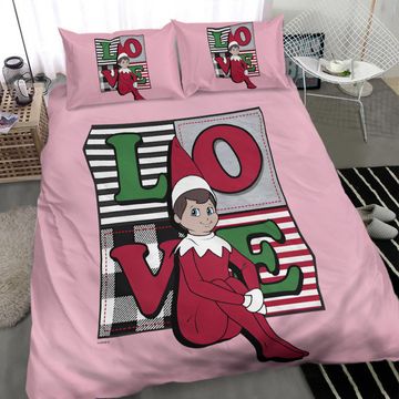 Discover Elf on the Shelf Christmas Love Stacked Plaid Bedding Sets