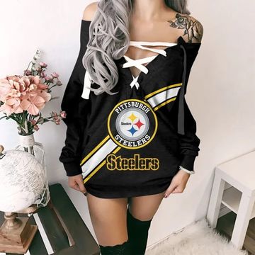 Discover Pittsburgh Steeler Lace-Up Sweatshirt