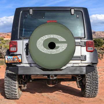 Discover Big Green Bay Words Spare Tire Covers