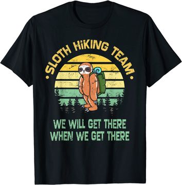 Discover Sloth Hiking Team Hiker Camper Funny Retro T-Shirt