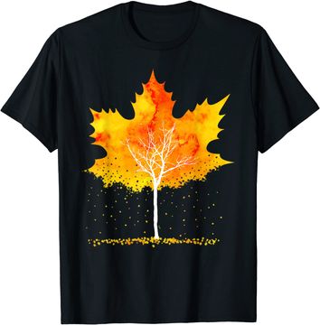 Discover Maple Leaf Autumn Tree Orange Fall Leaves Season T-Shirt