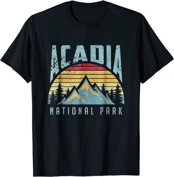 Discover Acadia National Park Maine Mountains Retro T Shirt