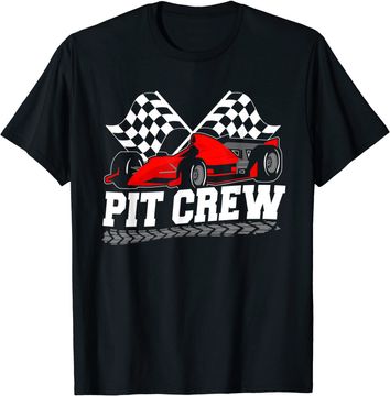 Discover Pit Crew Car Racing Checkered Flag Racing Party T-Shirt
