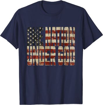 Discover One Nation Under God Weathered American Flag Patriotic T-Shirt