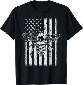 Discover American Flag Honey Bee Honeycomb Beekeeper BeeKeeping T-Shirt