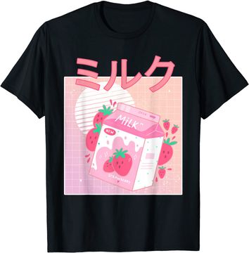 Discover Japanese Kawaii Strawberry Milk Shake Carton T-Shirt