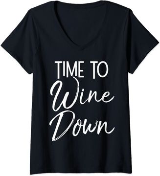 Discover Wine Pun Relaxation Quote Wine Club Time to Wine Down T Shirt
