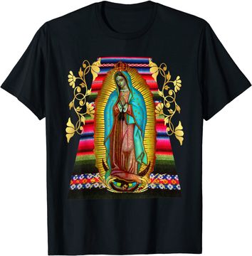 Discover Our Lady of Guadalupe Virgin Mary Mexico Zarape T Shirt