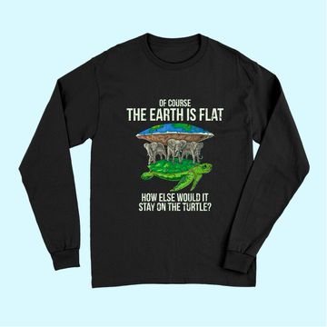 Discover Flat Earth Society Long Sleeves Turtle Elephants Men Women Gift