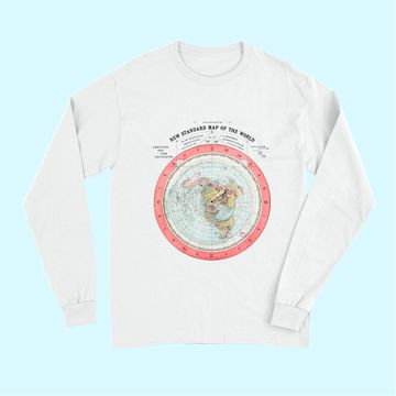Discover Flat Earth Theory World Map - Funny Conspiracy Theory Long Sleeves Long Sleeves