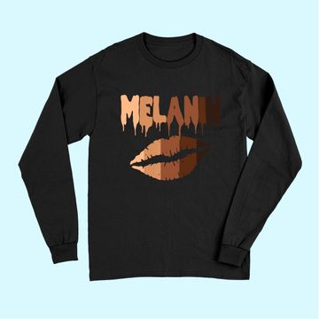 Discover Melanin Shades Drippin Black Pride Afro Queen Gift Long Sleeves