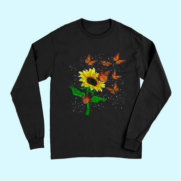 Discover Flower Blossom Butterflies Nature Butterfly Sunflower Long Sleeves