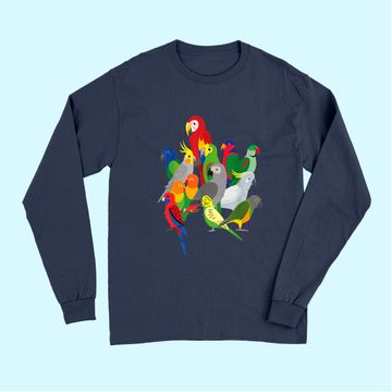 Discover Parrot Flock - Macaw, Cockatoo, African Grey, & Budgie Long Sleeves