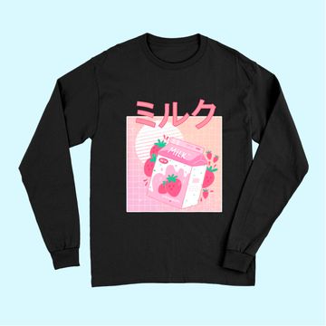 Discover Japanese Kawaii Strawberry Milk Shake Carton Long Sleeves