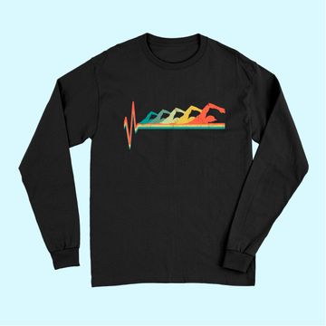 Discover Swimming Swimmer Heartbeat Retro Long Sleeves