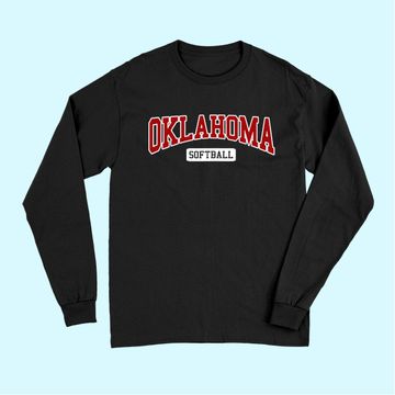 Discover Oklahoma Softball Classic Retro Style Softball Player Long Sleeves