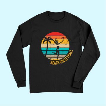 Discover Beach volleyball vintage retro Long Sleeves