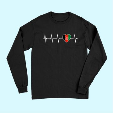 Discover Afghani Heartbeat I Love Afghanistan Heart Flag Long Sleeves