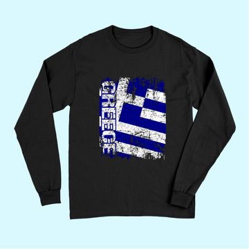 Discover GREECE Flag Vintage Distressed GREECE Long Sleeves