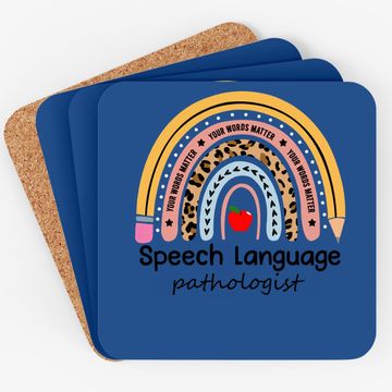 Discover Speech Therapy Leopard Rainbow Coaster