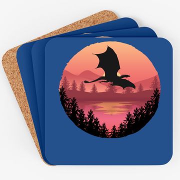 Discover Flying Dragon - Water Sunset Fantasy / Sci-fi Art Coaster