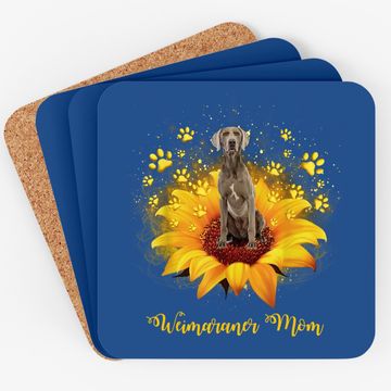 Discover Weimaraner Mom Sunflower With Dog Paw Coaster