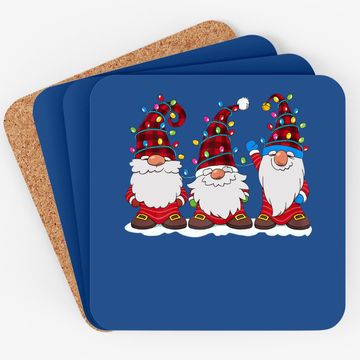 Discover Three Gnomes Red Plaid Hat Gnome Christmas Tree Lights Coaster