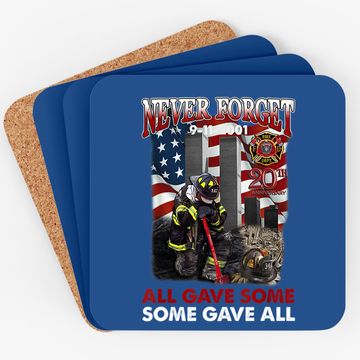 Discover Never Forget 9-11-2001 20th Anniversary Funny Firefighters Coaster