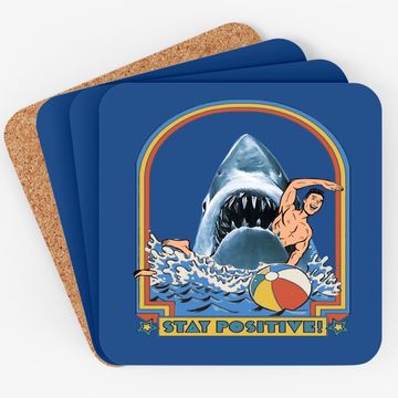 Discover This Is Me Funny Stay Positive Shark Attack Retro Comedy Coaster