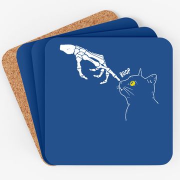 Discover Halloween Cat Black Lover Skeleton Hand Boop Horror Custome Coaster