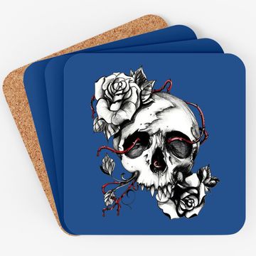 Discover Skull And Roses Premium Coaster