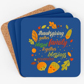 Discover Thanksgiving Day Holiday Turkey Day Blessed Thankful Coaster