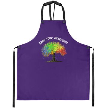 Discover Autism Awareness Rainbow Tree Grow Your Awareness Hand Drawn Apron