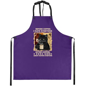 Discover Before Coffee I Hate Everyone After Coffee Black Cat Drink Apron